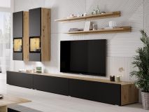 Tv-meubel set BABEL 5 deuren eik artisan/zwart met led zonder salontafel