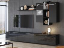 Tv-meubel set HELA 4 deuren zwart/hoogglans zwart zonder led