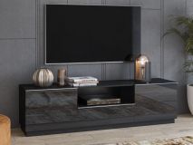 Tv-meubel HELA 2 deuren 1 lade zwart/hoogglans zwart