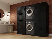 Kast WASHING 2 machines boven elkaar LARGE zwart
