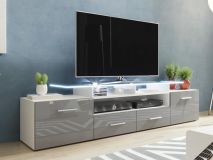 Tv-meubel EVA 2 deuren 2 lades wit/hoogglans grijs zonder led