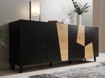 Dressoir ICARDI 4 deuren zwart/artisan eik 