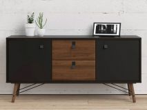 Dressoir RYO 2 deuren 2 lades walnoot/zwart 