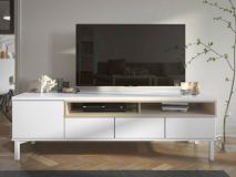 Tv-meubel ROMU 1 deur en 3 lades wit/eik 