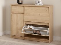 Schoenenkast NARIBA 3 deuren 1 lade jackson eik 