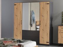 Kledingkast BUTTO 4 deuren 2 lades 181 cm artisan eik/metaalgrijs met spiegel