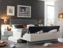 Bed en nachtkastjes PHILLY deluxe 180x200 cm alpine wit/lichtgrijs met lades 
