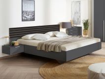 Tweepersoonsbed LATINO 180x200 cm metaalgrijs/zwarte eik 