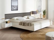 Tweepersoonsbed LATINO 160x200 cm wit/zwarte eik 