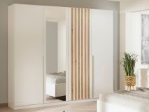 Kledingkast LATINO wit/artisan eik 4 deuren met spiegel 
