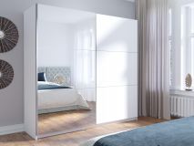 Kledingkast ARSENIC 2 deuren 151 cm wit met spiegel 