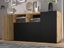 Dressoir ORISA 4 deuren zwart/artisan eik