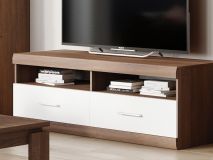 TV-meubel BORDOLAIS 2 vakken 2 lades chocolade sonoma/glanzend wit