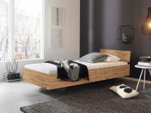 Bed IXANA 90x200 cm artisan eik met hoofdeinde met matras met lattenbodem