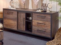 Dressoir KUTINA 2 deuren 3 lades donker scheepshout 