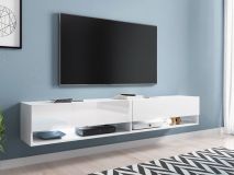 TV-meubel ACAPULCO 2 klapdeuren 180 cm wit/glanzend wit met led