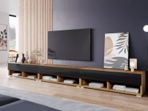 TV-meubel ACAPULCO 3 klapdeur 300 cm eik wotan/hoogglans zwart zonder led