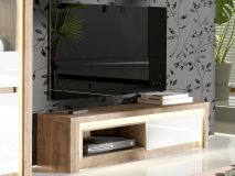Tv-meubel LIVOCO 1 deur ribbec eik/wit