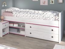 Bed SMOOKIE 90x200 cm witte pijnboom/roze