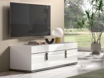 Tv-meubel MIRAS DELUXE 3 deuren hoogglans wit/marmer grijs