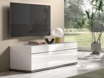Tv-meubel MIRAS 3 deuren hoogglans wit/marmer grijs