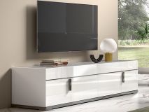 Tv-meubel MIRAS DELUXE 4 deuren hoogglans wit/marmer grijs