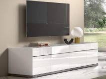 Tv-meubel MIRAS 4 deuren hoogglans wit/marmer grijs