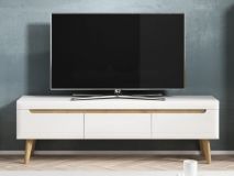 Tv-meubel hifi NORDO 3 lades wit/hoogglans wit 