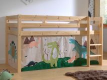 Bed ALIZE halfhoogslaper 90x200 cm natuurlijk pijnboom tent Dinosaurus