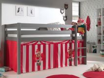 Bed ALIZE halfhoogslaper 90x200 cm grijs pijnboom tent Circus