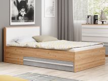 Bed PLANIY 120x200 cm nash eik/wit/beton