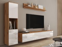 Tv-meubel set PARLO 4 deuren wotan eik/hoogglans wit