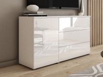 Dressoir PARLO 1 deur 3 lades wit/hoogglans wit 
