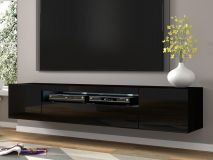 Tv-meubel AUREO 3 deuren 200 cm hoogglans zwart/mat zwart met led 