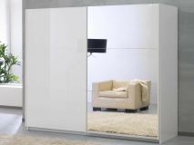 Kast SALSA hoogglans wit 2 schuifdeuren 263 cm deuren hoogglans wit/spiegel