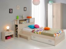 Complete slaapkamer CARL 90x200 cm gerookte acacia/wit