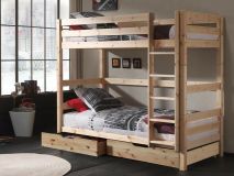 Bed ALIZE Stapelbed hoog 90x200 cm natuurlijke pijnboom met lades