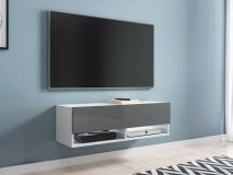 TV-meubel ACAPULCO 1 klapdeur 100 cm wit/grijs met led