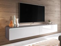 TV-meubel DUBAI 2 klapdeuren 180 cm bodega pijnboom/hoogglans wit zonder verlichting
