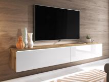 TV-meubel DUBAI 2 klapdeuren 180 cm wotan eik/hoogglans wit zonder verlichting