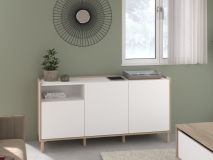 Dressoir MORPHEE 3 deuren 1 lade japanse eik/wit