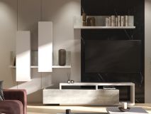 Tv-meubel set BOTSWANA 2 lades 2 opbergvakken wit hoogglans/beton