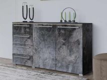 Commode INDIRA 2 deuren 4 lades kleurrijke leisteen met led 