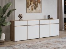 Dressoir CROSSAIR 4 deuren 4 lades wit/wotan eik