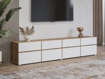 Tv-meubel CROSSAIR 4 klapdeuren 4 lades wit/wotan eik