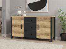 Dressoir OLIANNE 2 deuren 3 lades natuurlijke eik