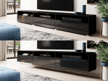 Tv-meubel BABEL II 3 deuren 3 vakken hoogglans zwart/zwart