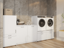 Kast WASHING 2 machines met kast 1 deur 2 lades en onderkast MEDIUM wit