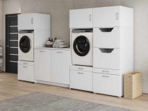Kast WASHING 2 machines naast elkaar met kast voor wasgoed en onderkast LARGE