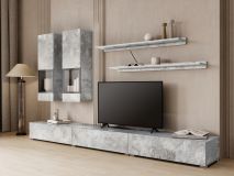 Tv-meubel set BABEL 5 deuren beton met verlichting